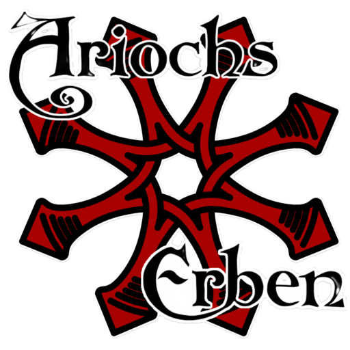 Ariochs Erben Logo - der Ariochstern mit 8 Strahlen, in Schwarz und Rot gehalten