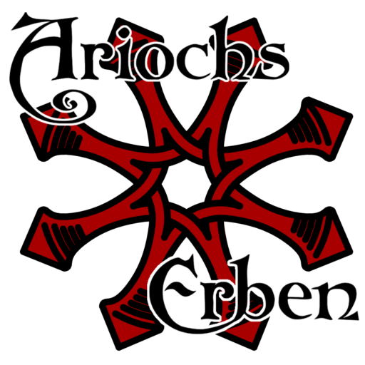 Ariochs Erben Logo - der Ariochstern mit 8 Strahlen, in Schwarz und Rot gehalten
